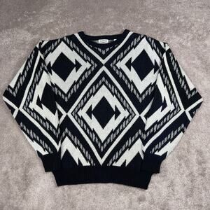Geometric Black and White Sweater